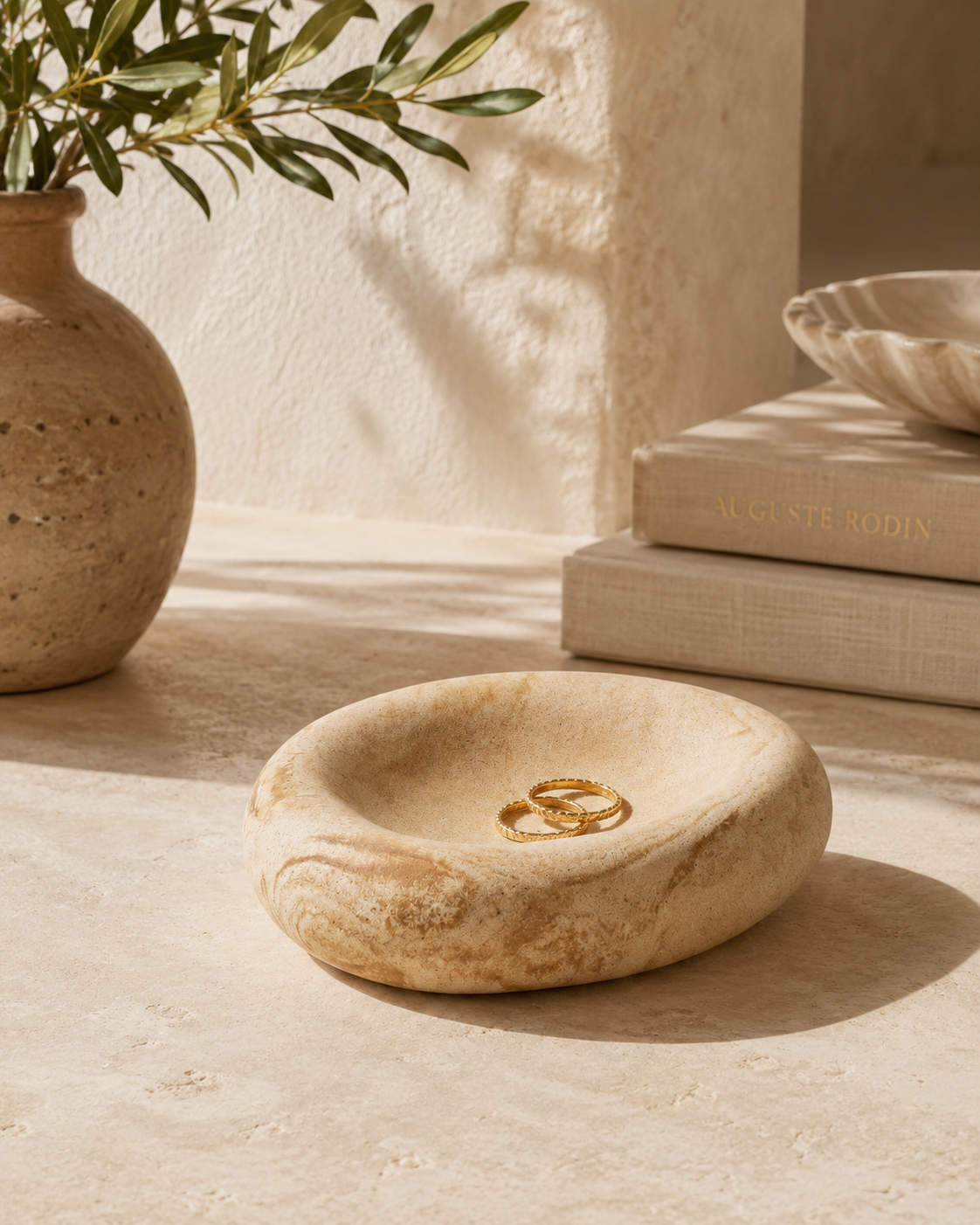 Large Irregular Marble Effect Trinket Dish